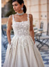 Square Neck Ivory 3D Lace Glitter Tulle Awesome Wedding Dress